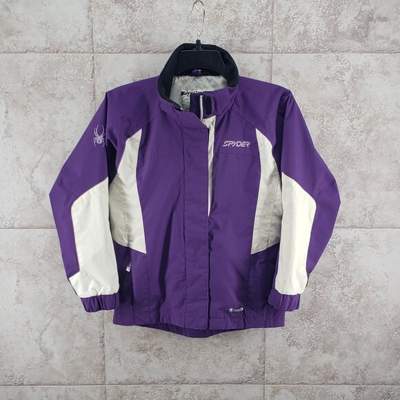 Big Kids Full Zip Insulated Lined Rain Jacket Spyder Windbreaker Youth Size 10